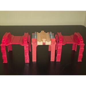 Thomas & Friends Wooden Railway RARE Red Elevated Bridge Supports & Track Pieces